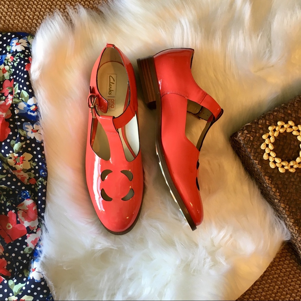 NWOB CLARKS WITH ORLA KIELY CORAL MARY JANES
